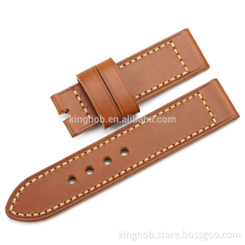 24mm Genuine Calf Leather Smooth Finish Vintage Watch Band Strap For Panerai Luminor 44mm Men Belt